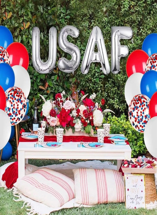 DodelyGz Patriotic USAF Balloons,US Air Force Theme Party Decorations,4 USAF Mylar Balloons & 16 Patriotic Latex Balloons.Great for Patriotic Events &Graduation &Ritirement &Homecomings - Image 4